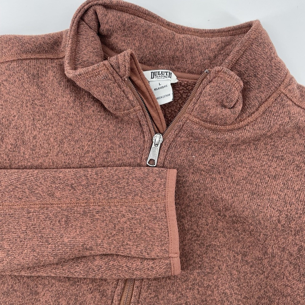 Duluth Trading Co Pullover Men's Size Large  Brown Fleece 1/4 Zip Sweater Jacket